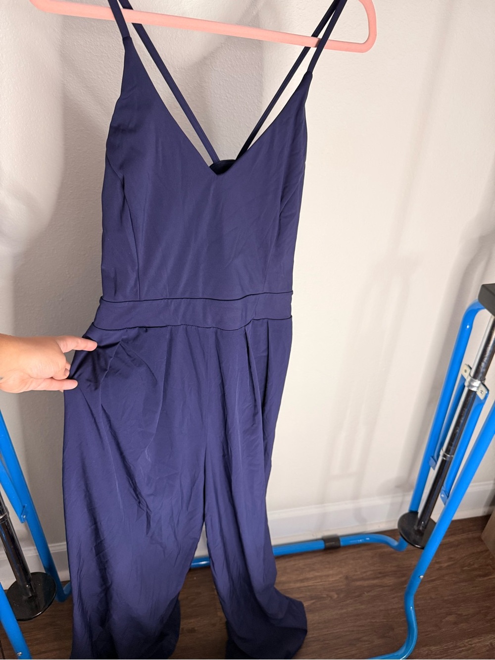 HALARA Navy V-Neck Spaghetti-Strap Jumpsuit